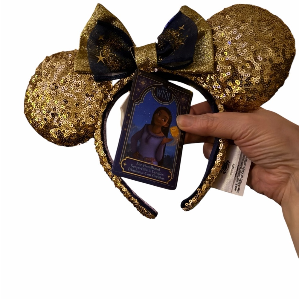 Disney Mouse Ears - Disney Wish Animated Movie - Gold Sequined Headband NWT - Picture 3 of 6